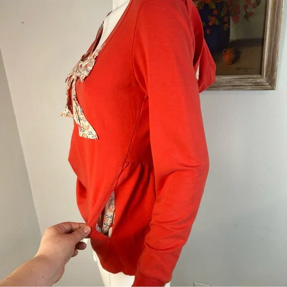 Anthropologie loungewear long sleeve hoodie sweatshirt size Large vintage style - Picture 8 of 10